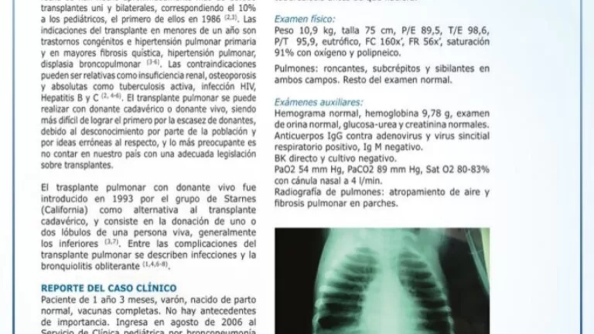 Primer caso de trasplante pulmonar con donante vivo en el Perú